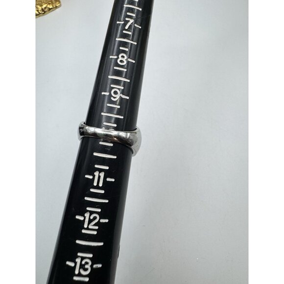 Pretty Costume Jewelry Ring Silver Tone And Enamel Whit Rhinestone  Ring Sz 10 - Picture 5 of 12